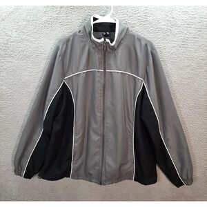 SJB Active Jacket Womens 1X Gray Black Full Zip Running Jogging Gym Sports